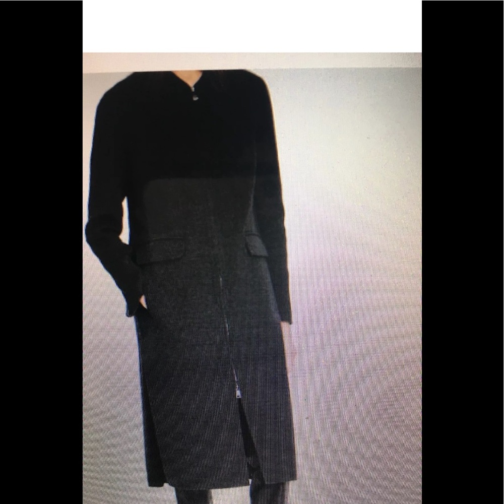 VINCE Charcoal Wool Longline Shell Coat Small